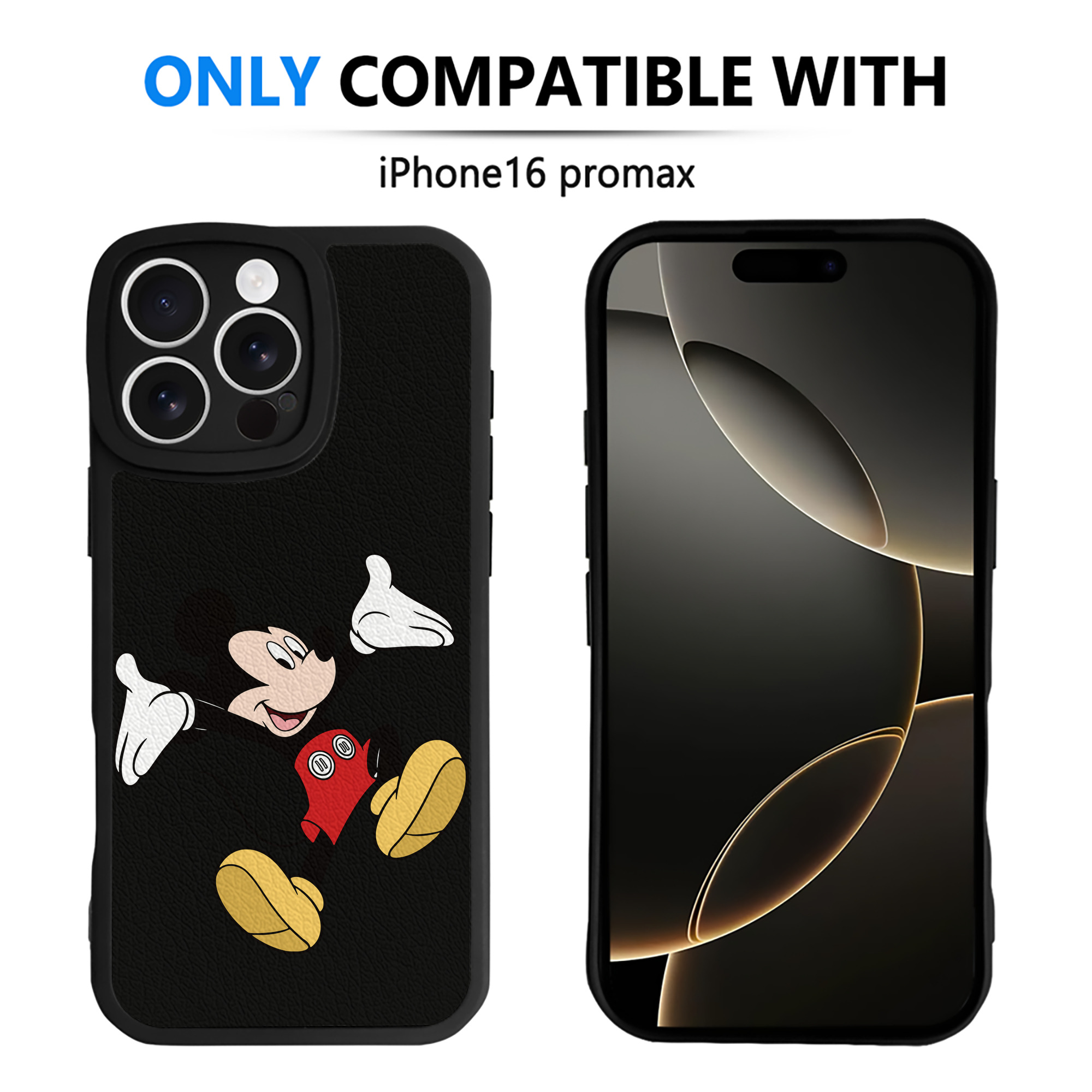 （画像用） ミッキーマウス Mickey Mouse 【iPhone 16シリーズ対応】シリコンスマホケース（レザー調） 材質：シリコン